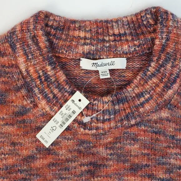 Madewell Sweater XXS Multicolor Blues Rust Orange Wool Acrylic Womens Knit NWT - Picture 5 of 16